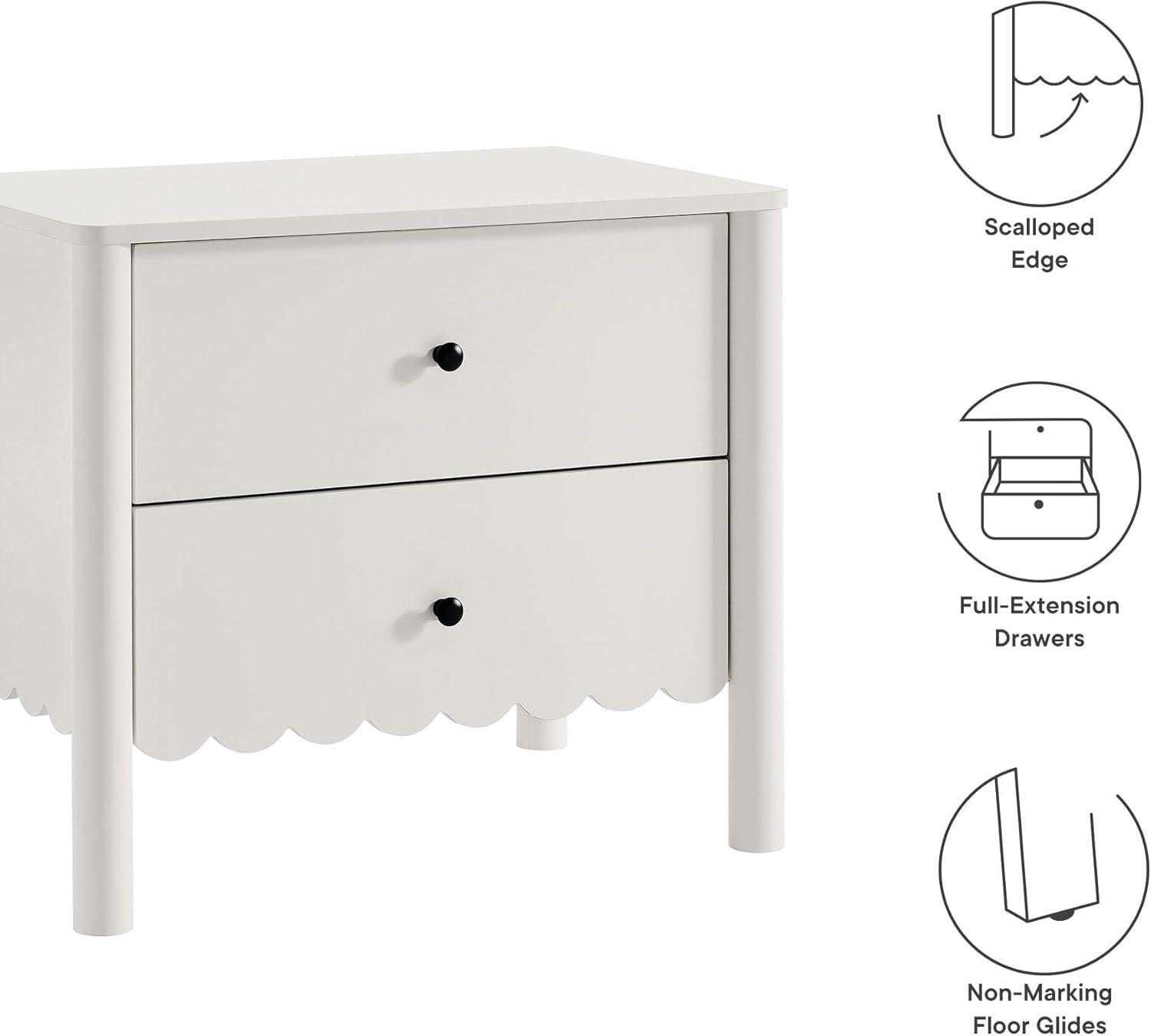 Modway Emmeline Scalloped 2-Drawer Nightstand