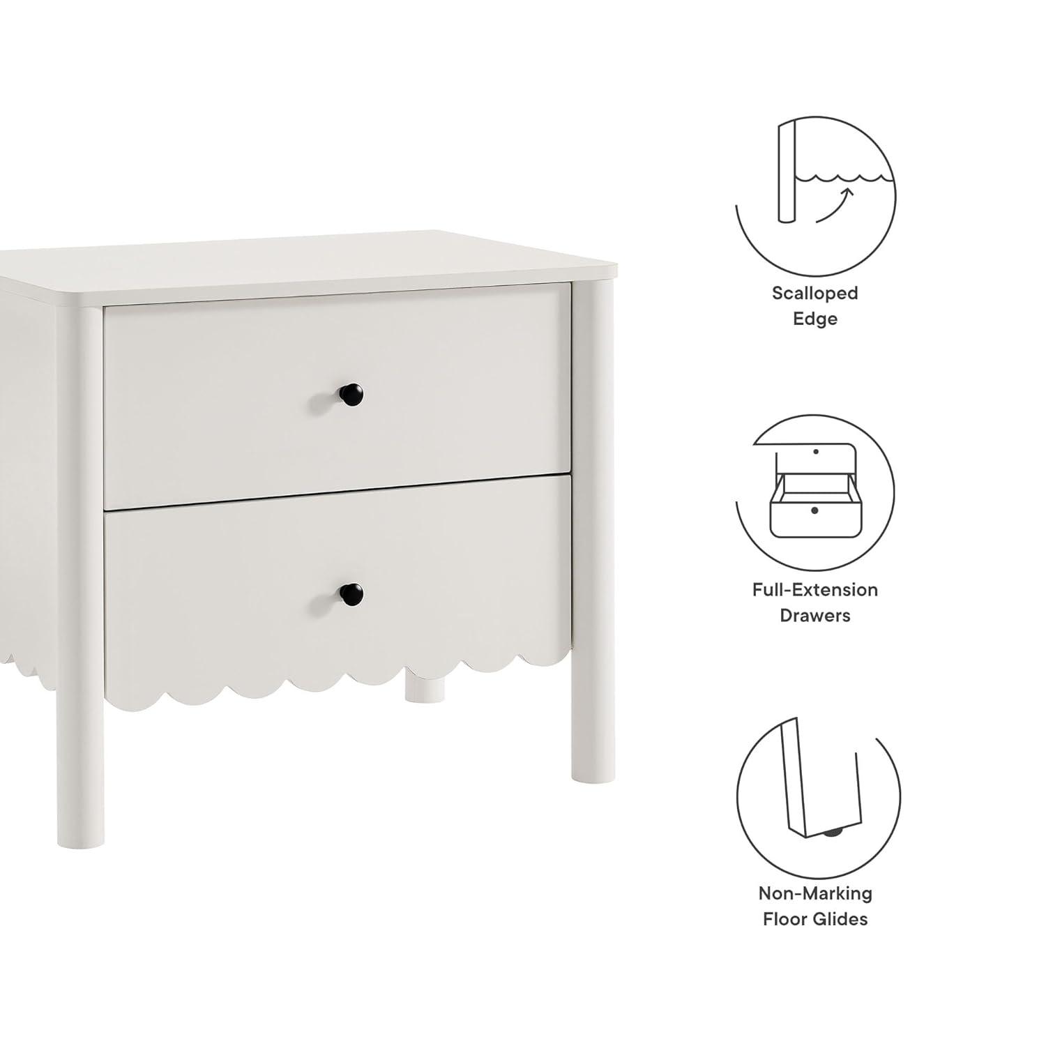Modway Emmeline Scalloped 2-Drawer Nightstand