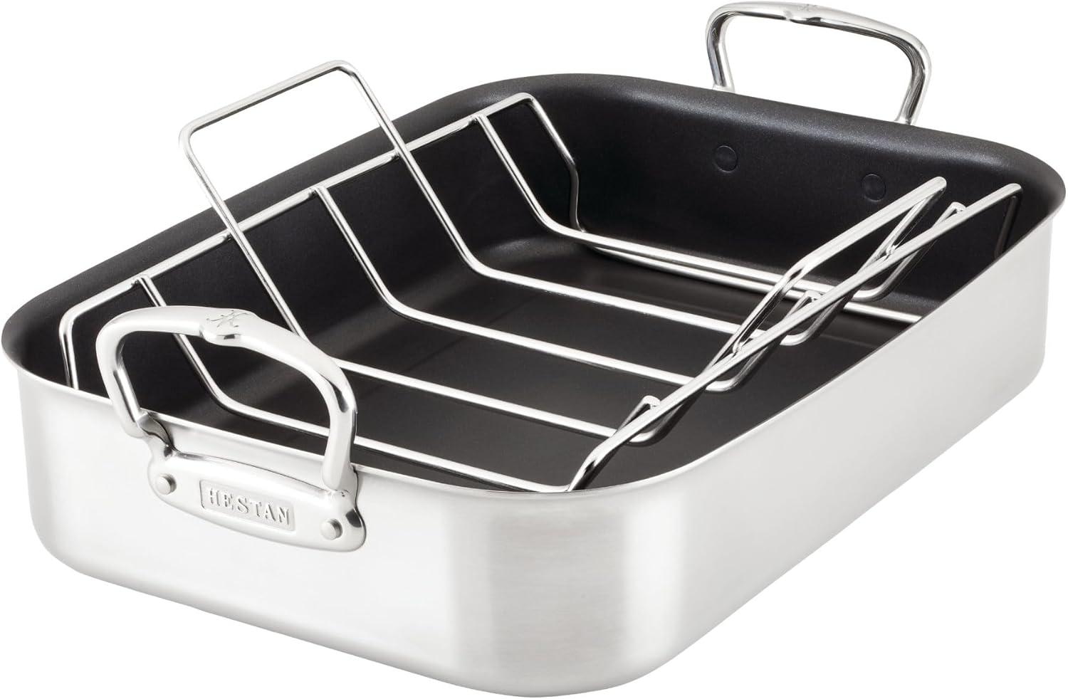 Provisions 17.25 x 12.4" x 3.54" Large Classic Nonstick Roaster with Rack (42cm x 30cm x 9cm)