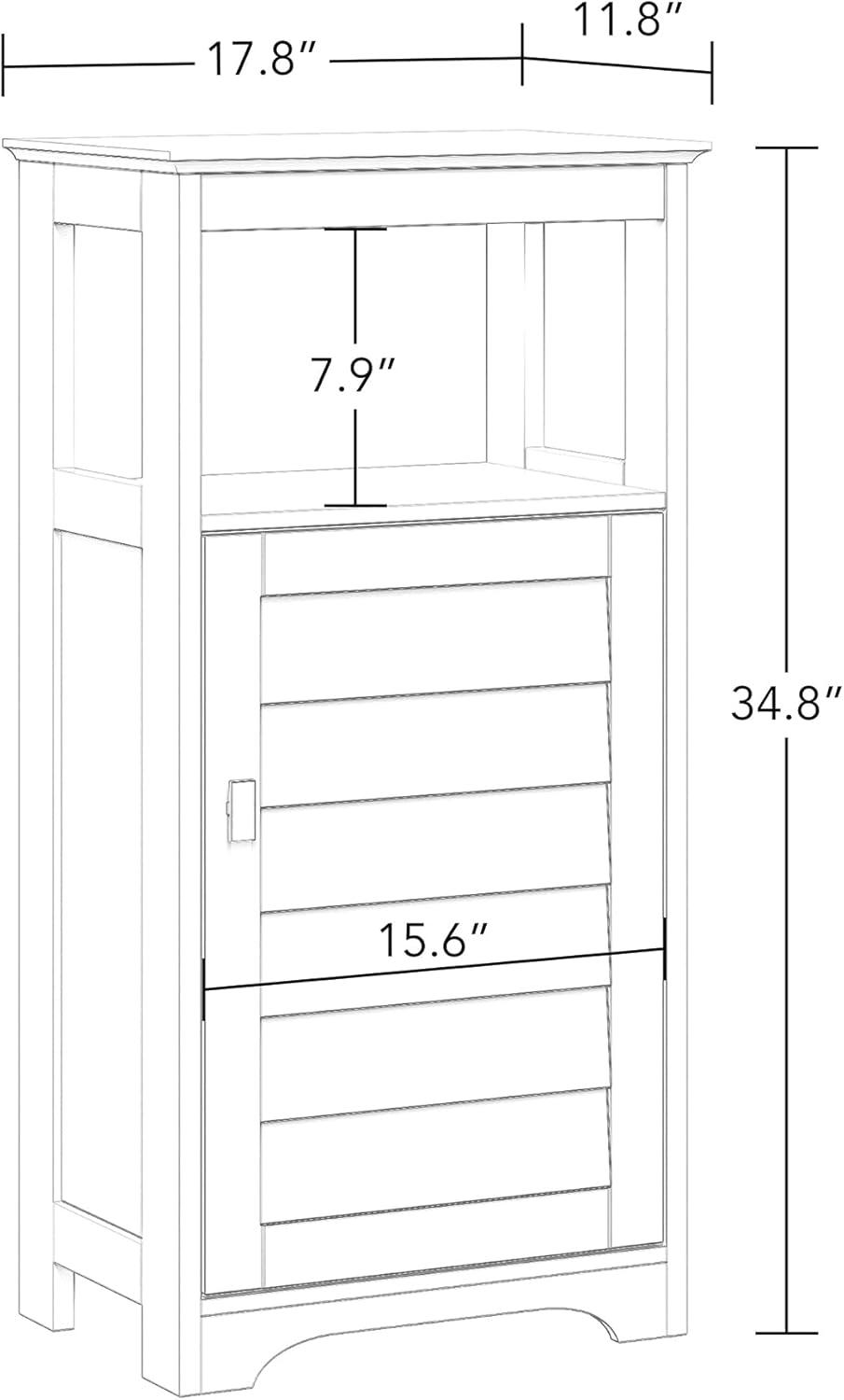 RiverRidge Brookfield Single Door Floor Bathroom and Laundry Storage Cabinet and Organizer with Adjustable Shelves - White