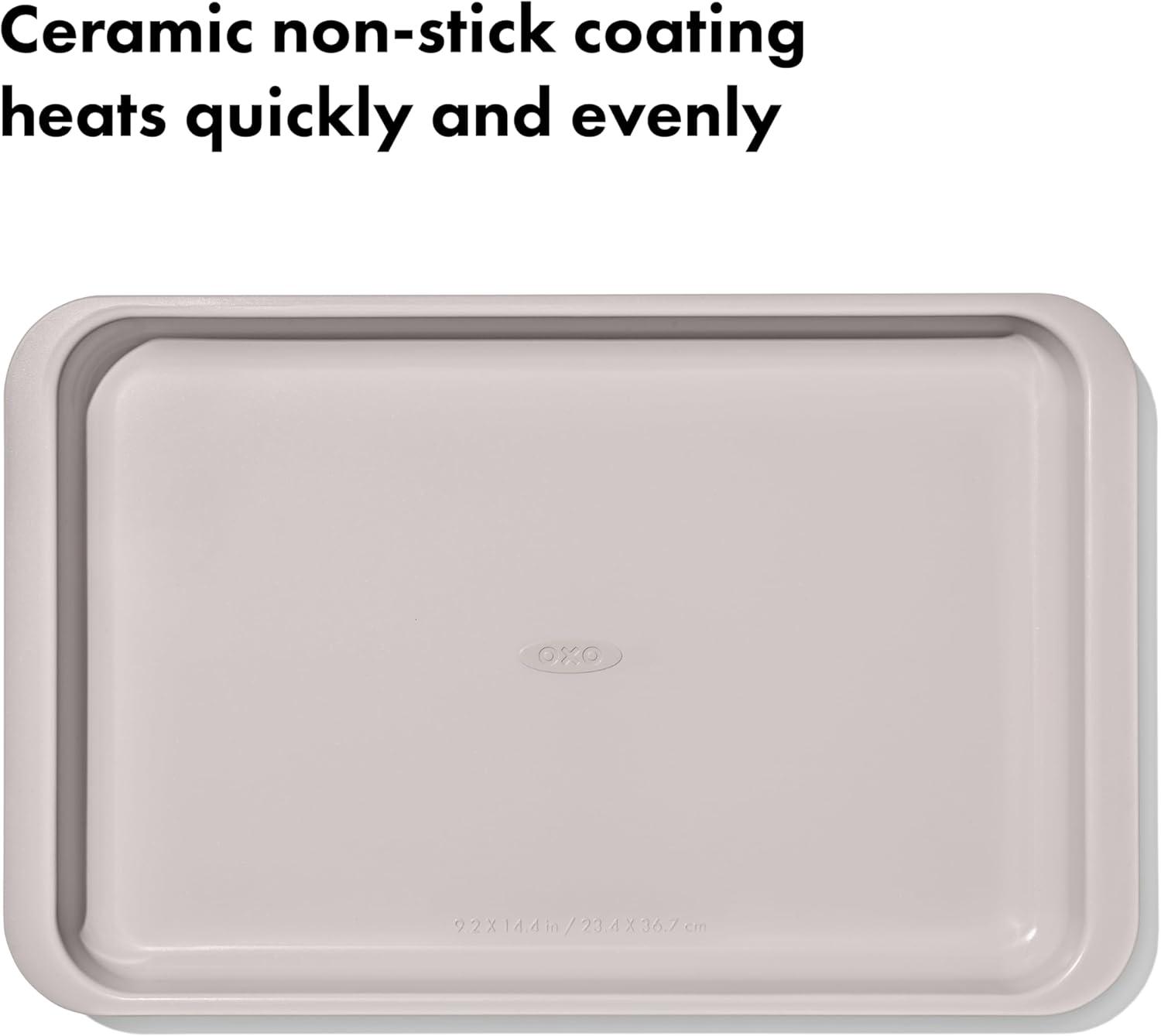Non-Stick Ceramic Coated Metal Jelly Roll Pan in Biscuit
