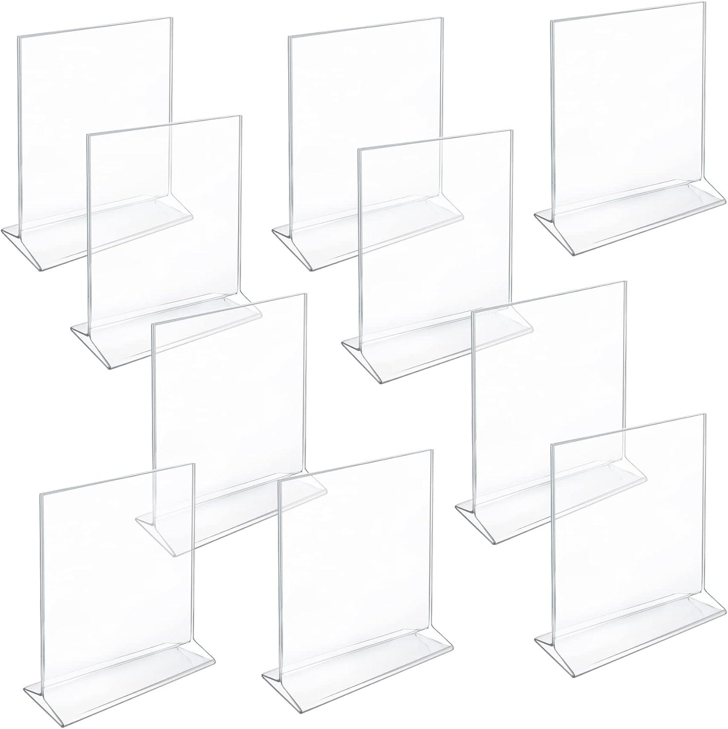 Azar Displays Top Loading Clear Acrylic T-Frame Sign Holder 8.5" Wide x 11'' High-Vertical/Portrait, 10-Pack (Set of 10)