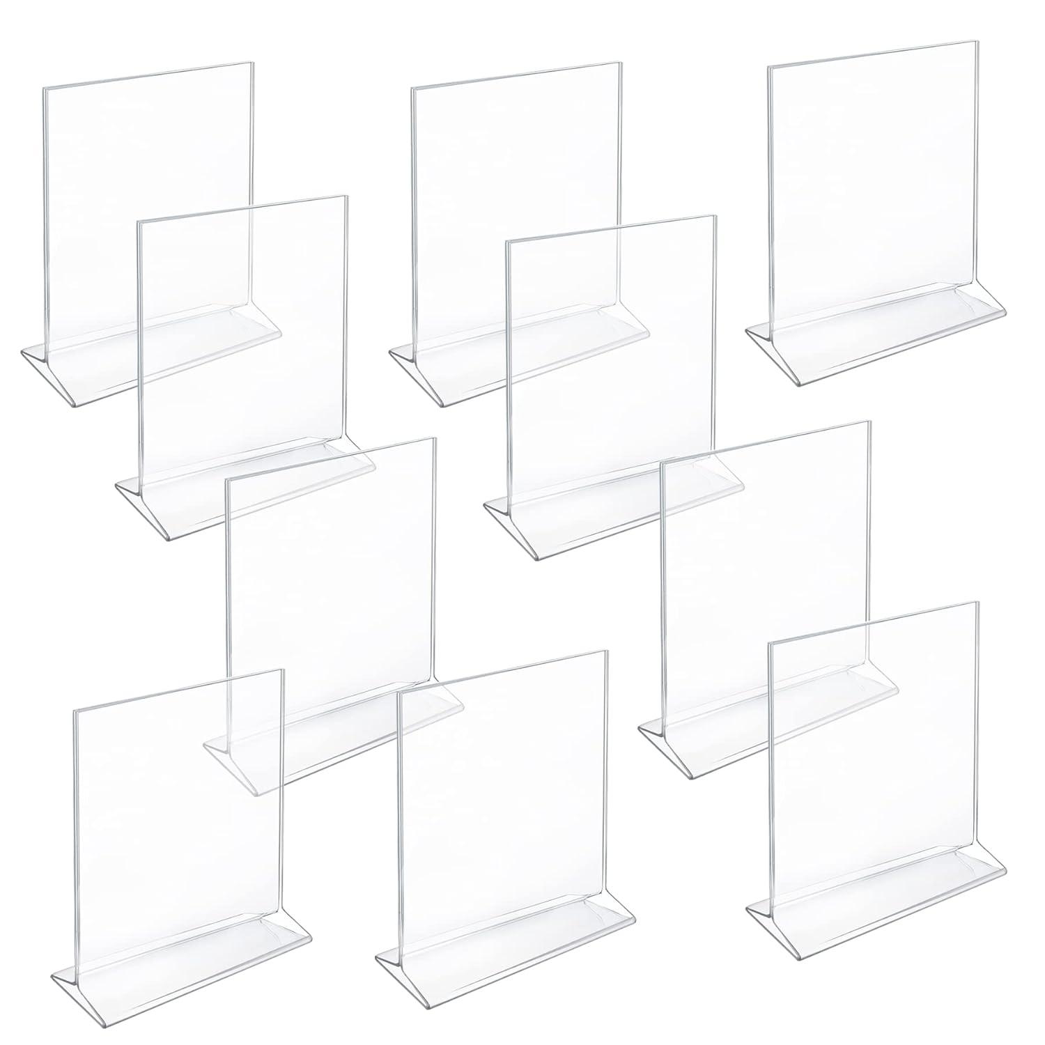 Azar Displays Top Loading Clear Acrylic T-Frame Sign Holder 8.5" Wide x 11'' High-Vertical/Portrait, 10-Pack (Set of 10)