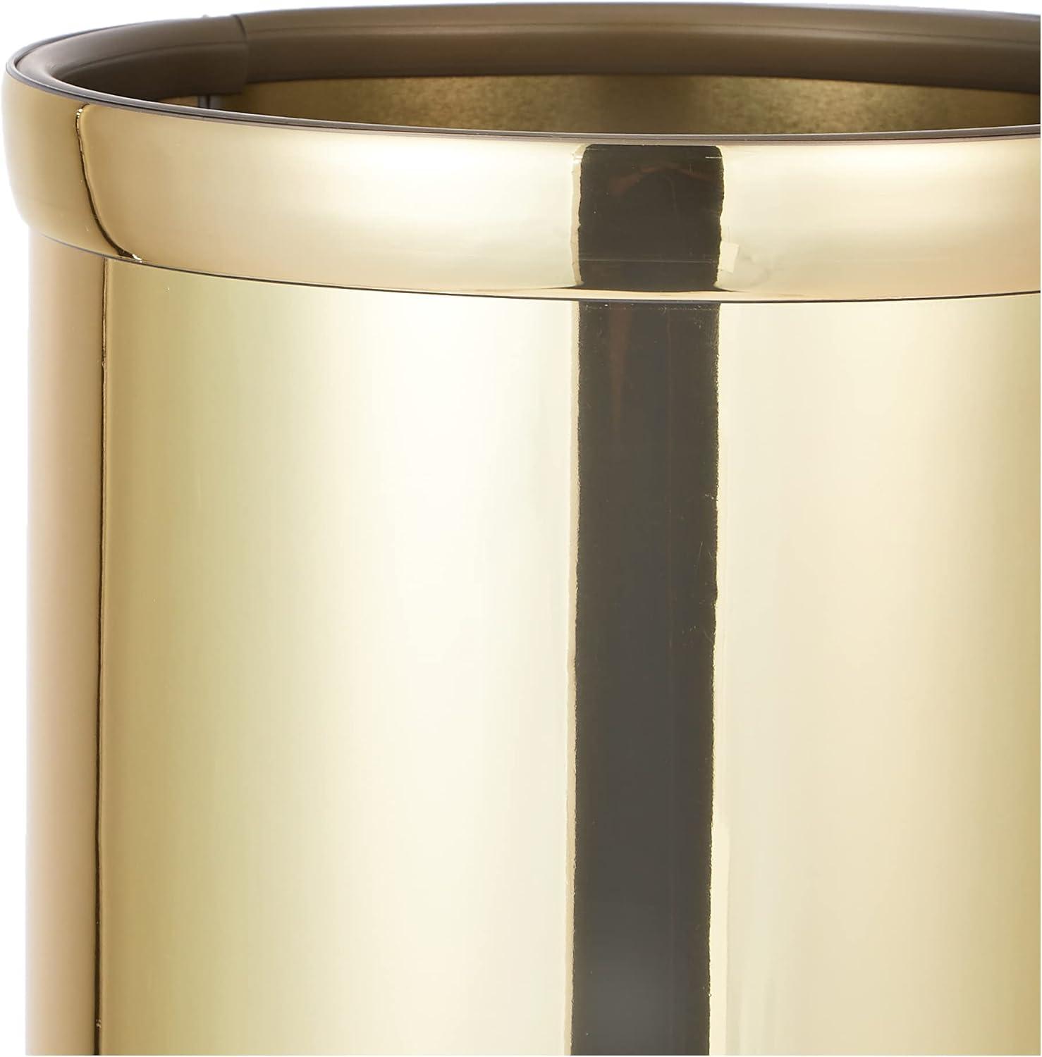 Polished Brass Round Plastic Bathroom Trash Can