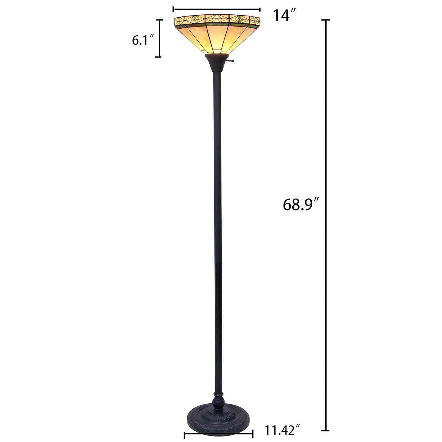 CHLOE Lighting BELLE Tiffany-style Mission Blackish Bronze 1 Light Torchiere Lamp 14" Shade