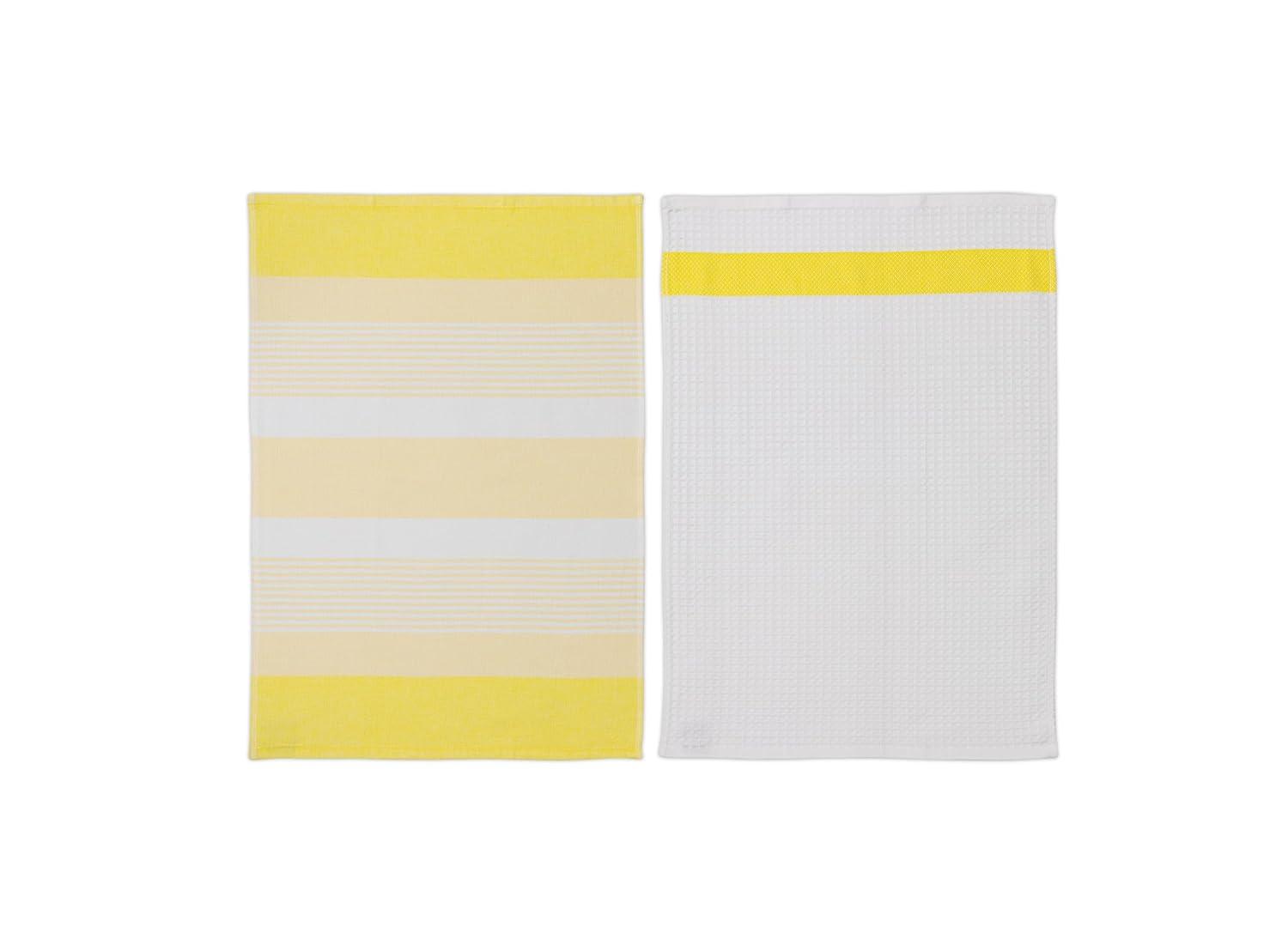 KAF Home Madison Set of 4 Absorbent, Durable and Soft Kitchen Towels | 18" x 28"  - Sunshine