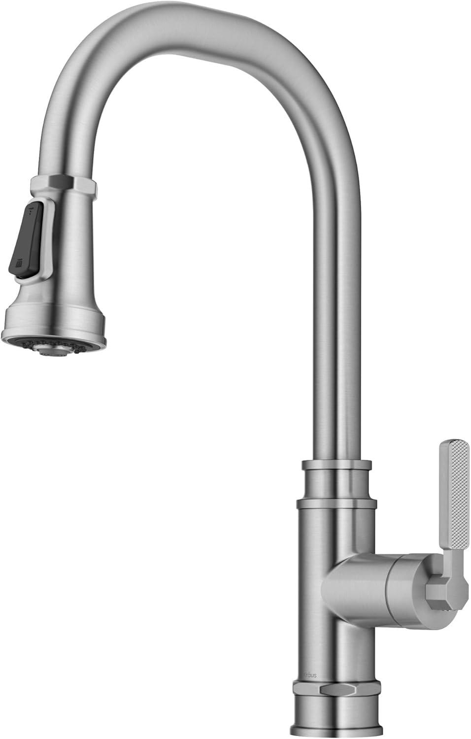Allyn Transitional Industrial Pull-Down Single Handle Kitchen Faucet