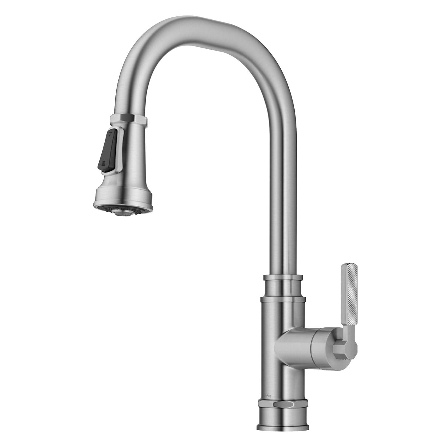 Allyn Transitional Industrial Pull-Down Single Handle Kitchen Faucet