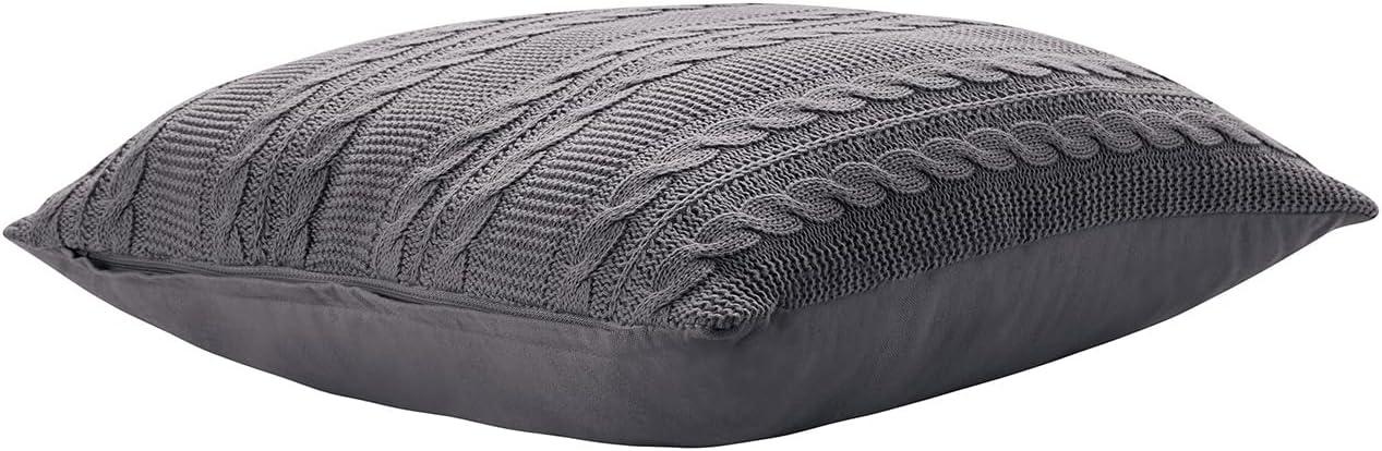 VCNY Home Dublin Cable Knit Square Decorative Throw Pillow, 18" x 18", Grey