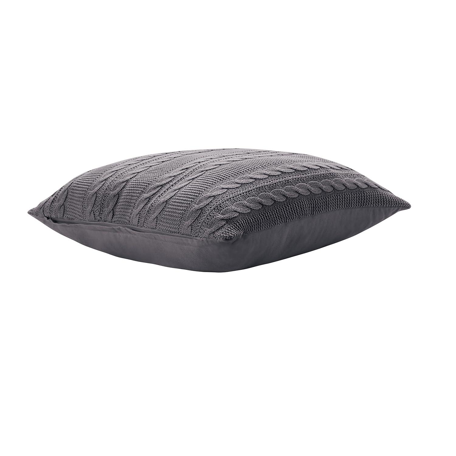 VCNY Home Dublin Cable Knit Square Decorative Throw Pillow, 18" x 18", Grey