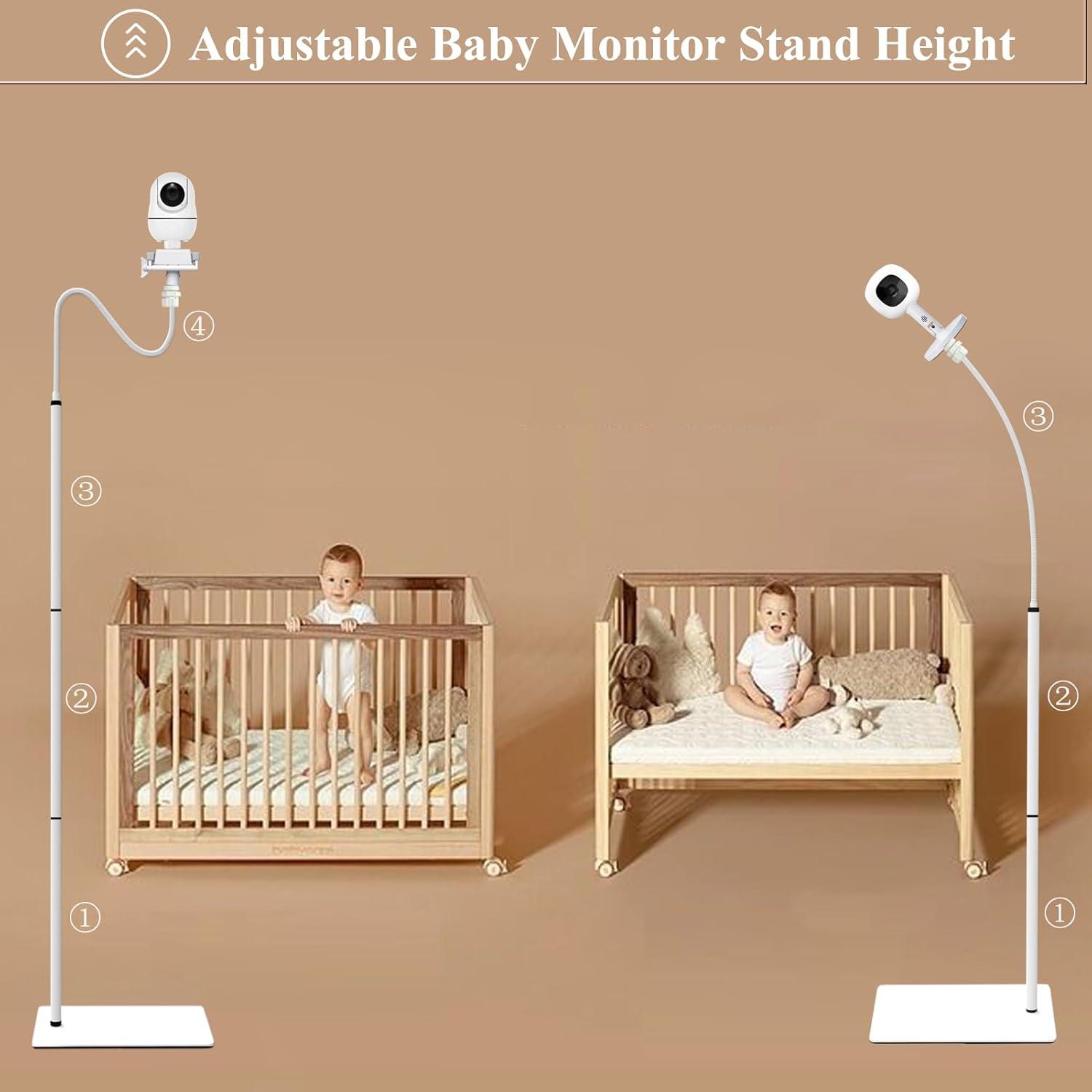 Adjustable White Aluminum Baby Monitor Floor Stand Holder