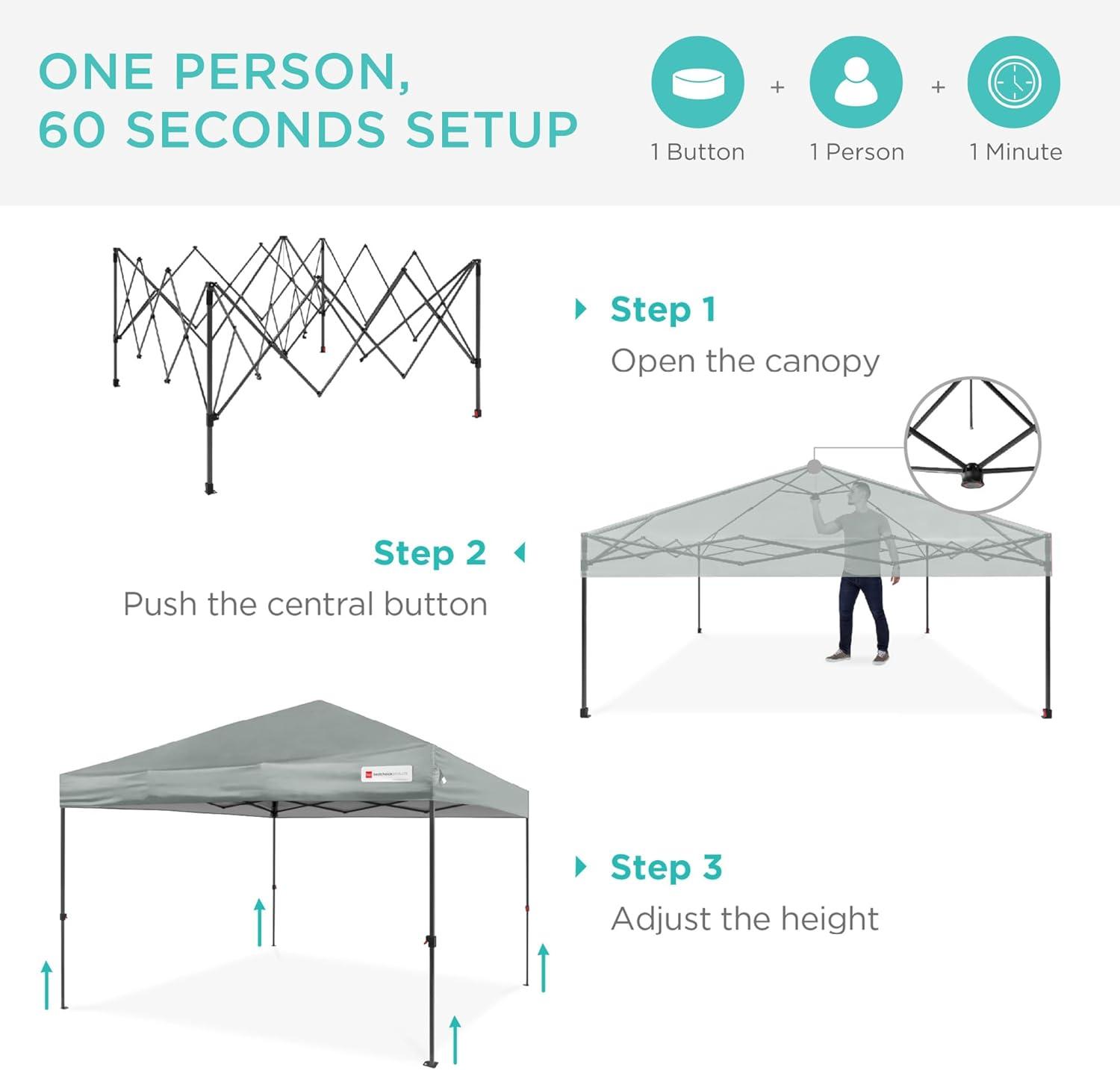 Silver 12x12ft Easy Setup Pop Up Canopy with Wheeled Case