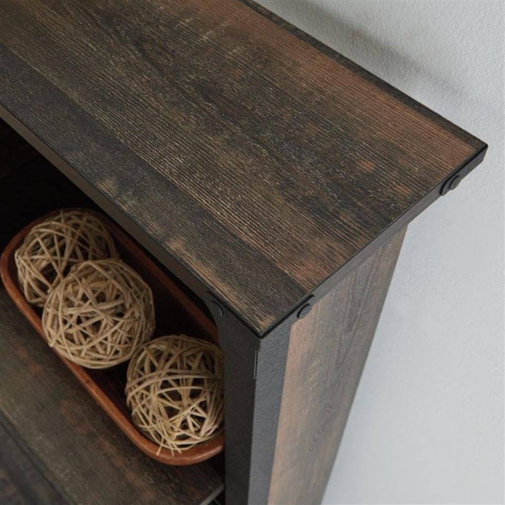Sauder Steel River Industrial Desktop Hutch, Carbon Oak Finish