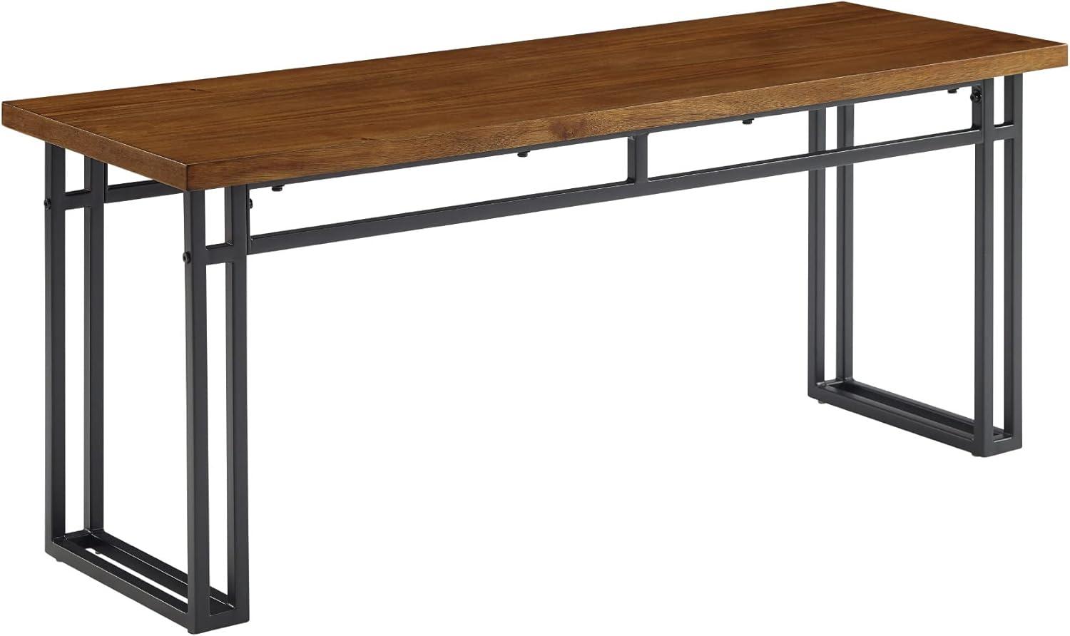 Debasish Dual-Metal Leg Wood Dining Bench