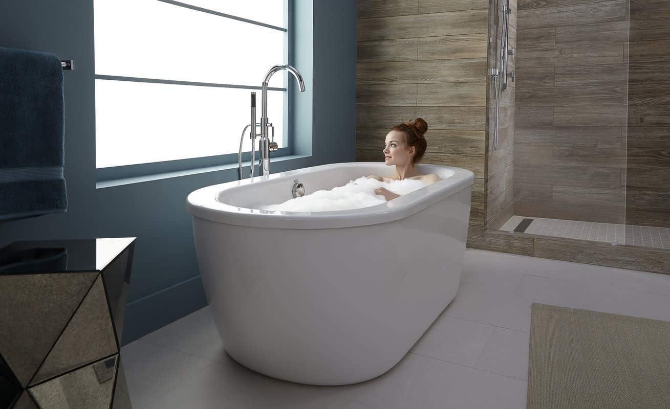 Cadet 64.625'' x 30.625'' Freestanding Soaking Acrylic Bathtub