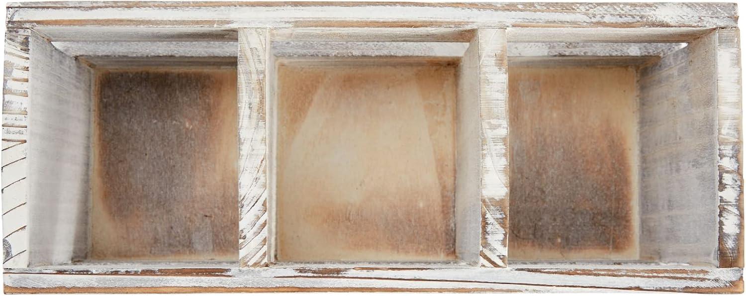 Juvale Rustic-Style Desk Pencil Holder with 3 Compartments - Farmhouse Decor and Wooden Organizer for Office Accessories