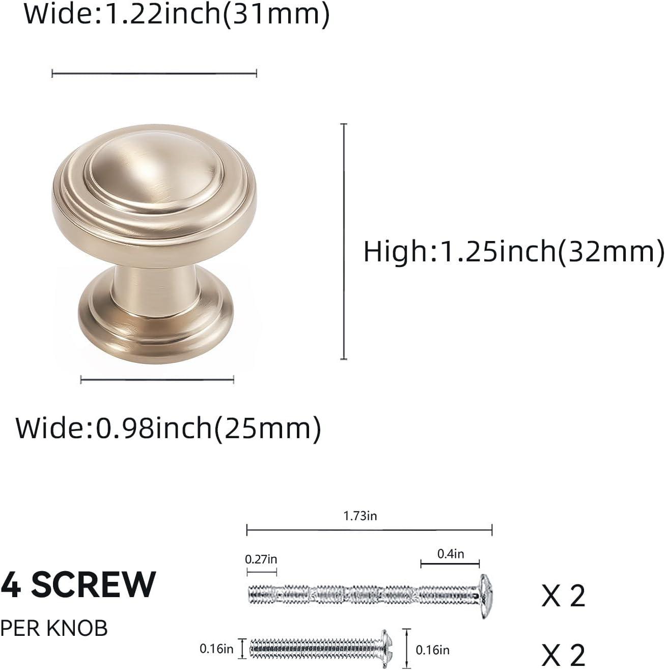 10 Pack Round Champagne Bronze Kitchen Cabinet Knobs