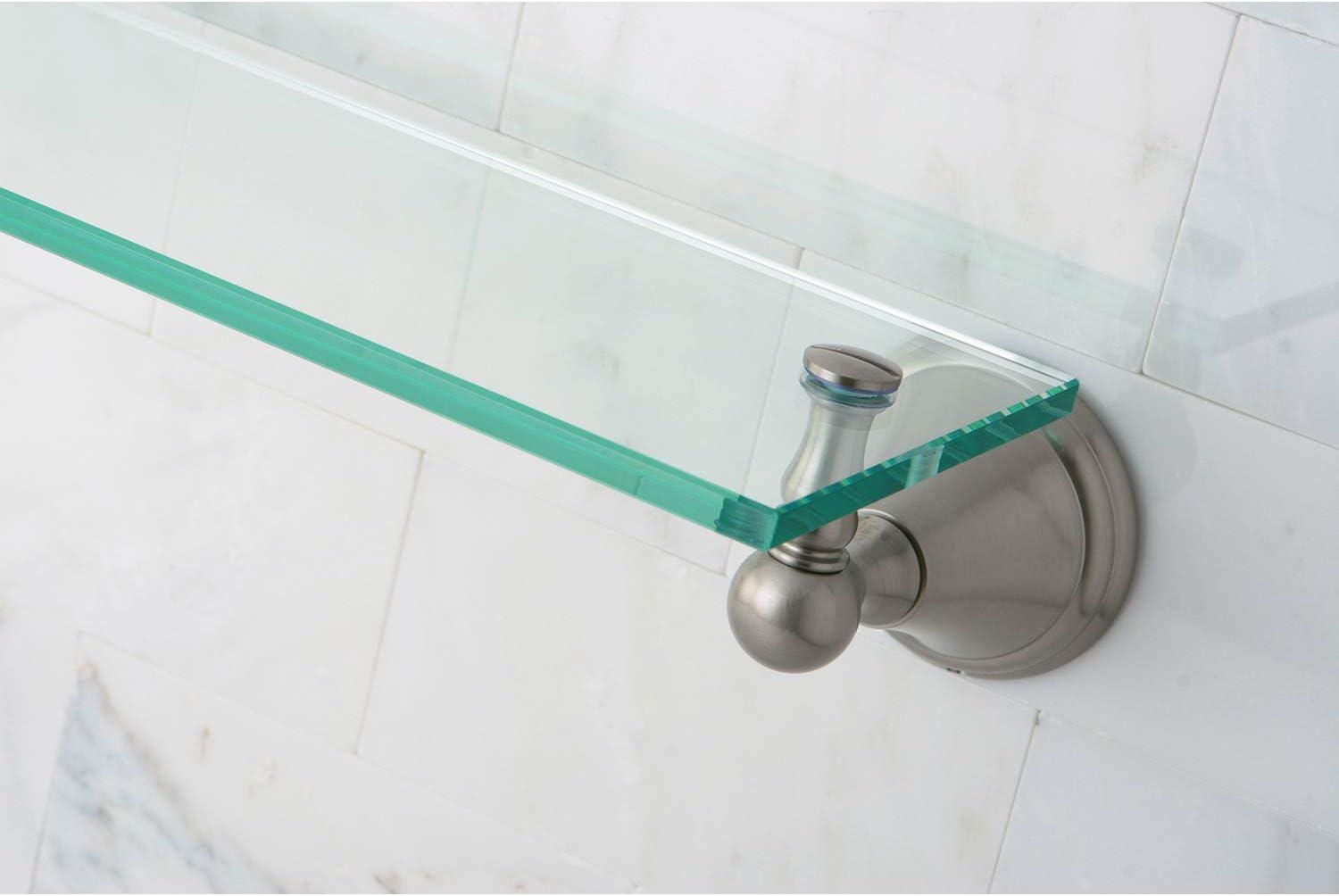 Satin Nickel Contemporary Bathroom Glass Wall Shelf