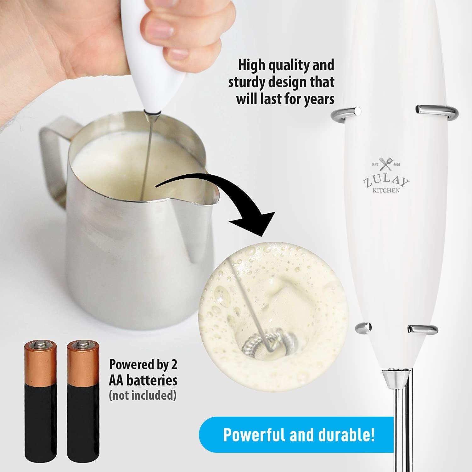 White Stainless Steel Milk Frother Set with Stencils