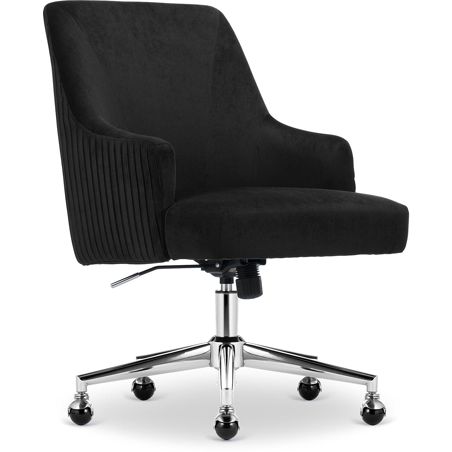 Serta Style Leighton Home Office Chair Fresh Lilac : Upholstered, Adjustable, with Fixed Arms & Wood Frame