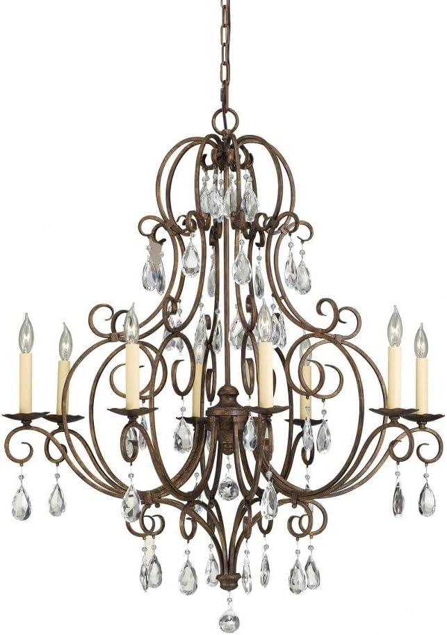 Mocha Bronze 8-Light Crystal Chandelier with Candelabra Bulbs