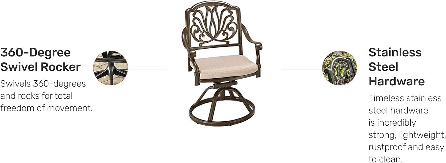 Homestyles Capri Aluminum Outdoor Swivel Rocking Chair in Taupe