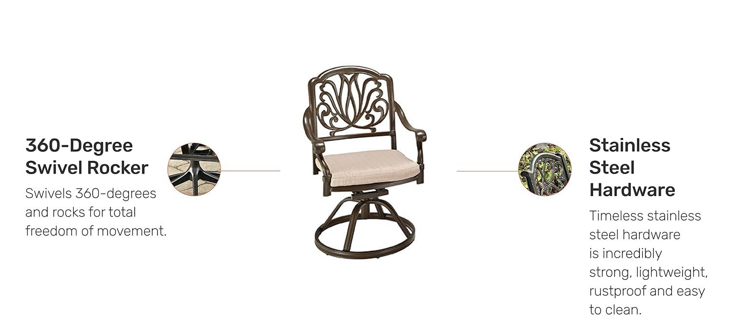 Homestyles Capri Aluminum Outdoor Swivel Rocking Chair in Taupe