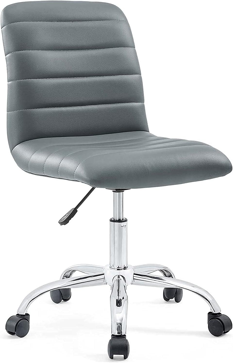 Ripple Mid-Back Swivel Task Chair in Gray Faux Leather