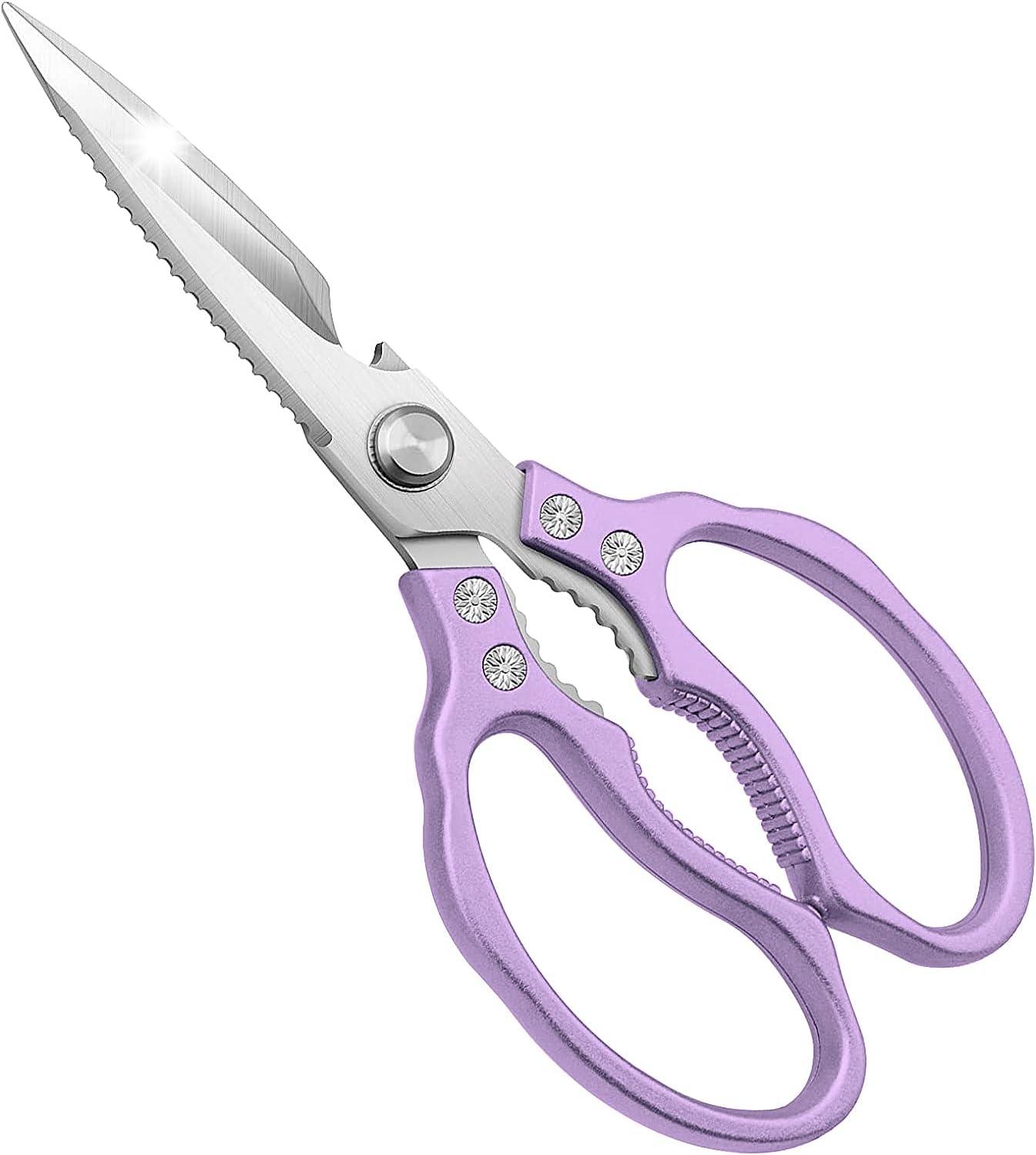 charext Kitchen Scissors, Sharp Kitchen Shears Dishwasher Safe Heavy Duty,Purple Kitchen Accessories Cooking Shears for Kitchen Meat Chicken Fish Poultry Herb Bread (Purple)