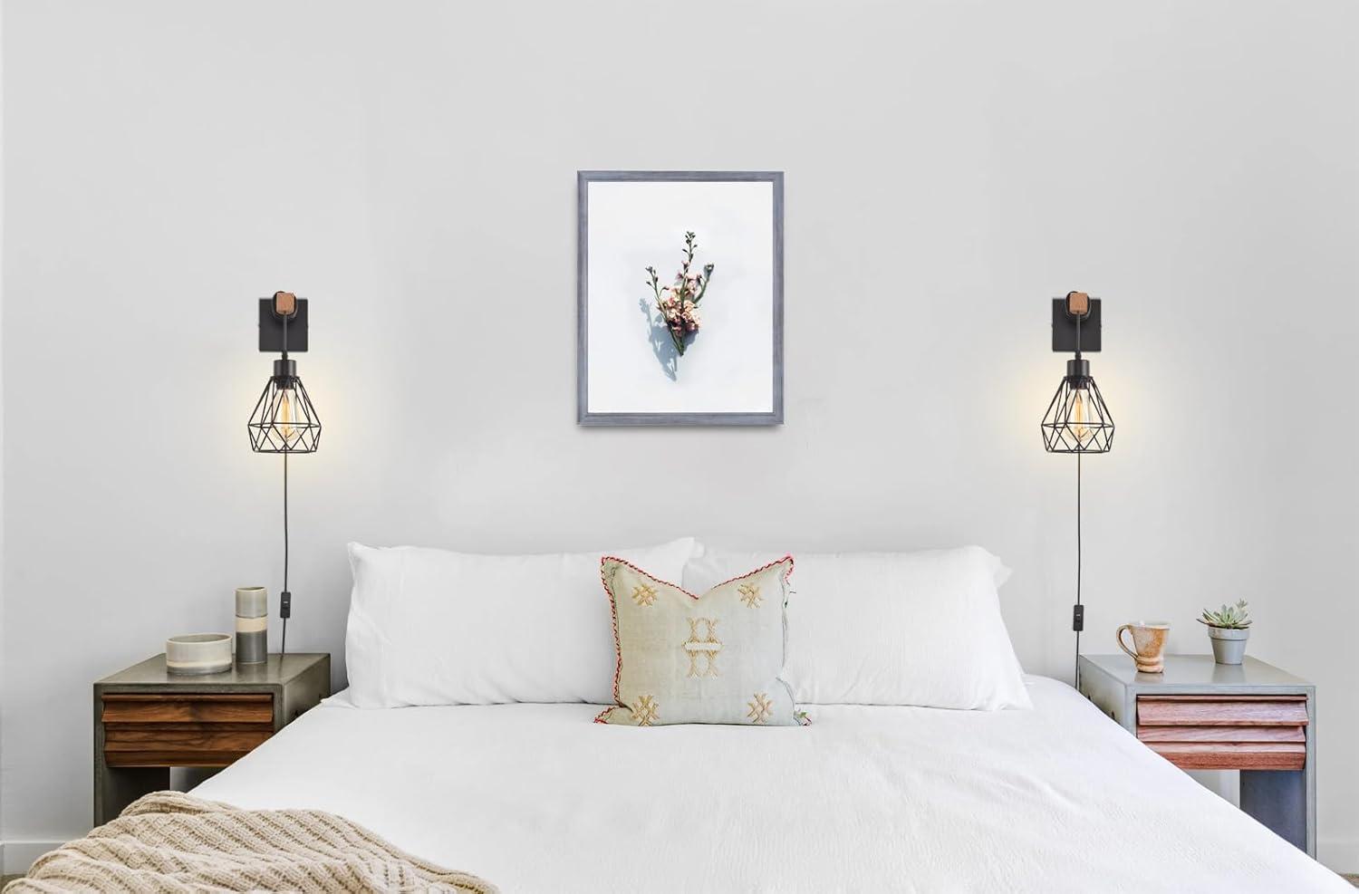 Plug in Wall Sconces Set of 2 with 6 FT On/Off Switch Cord, Wall Light Fixtures Black Industrial Farmhouse Indoor Wall Latern For Bedroom Living Room