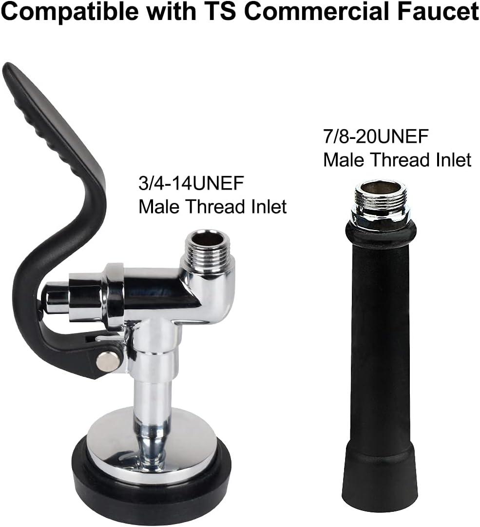 KWODE Pre-rinse Spray Valve Head for All Commercial Kitchen Sink Faucet, High Pressure Dish Sprayer Nozzle with Hand Grip Assembly Replacement Kit for Restaurant Industrial Faucets Black