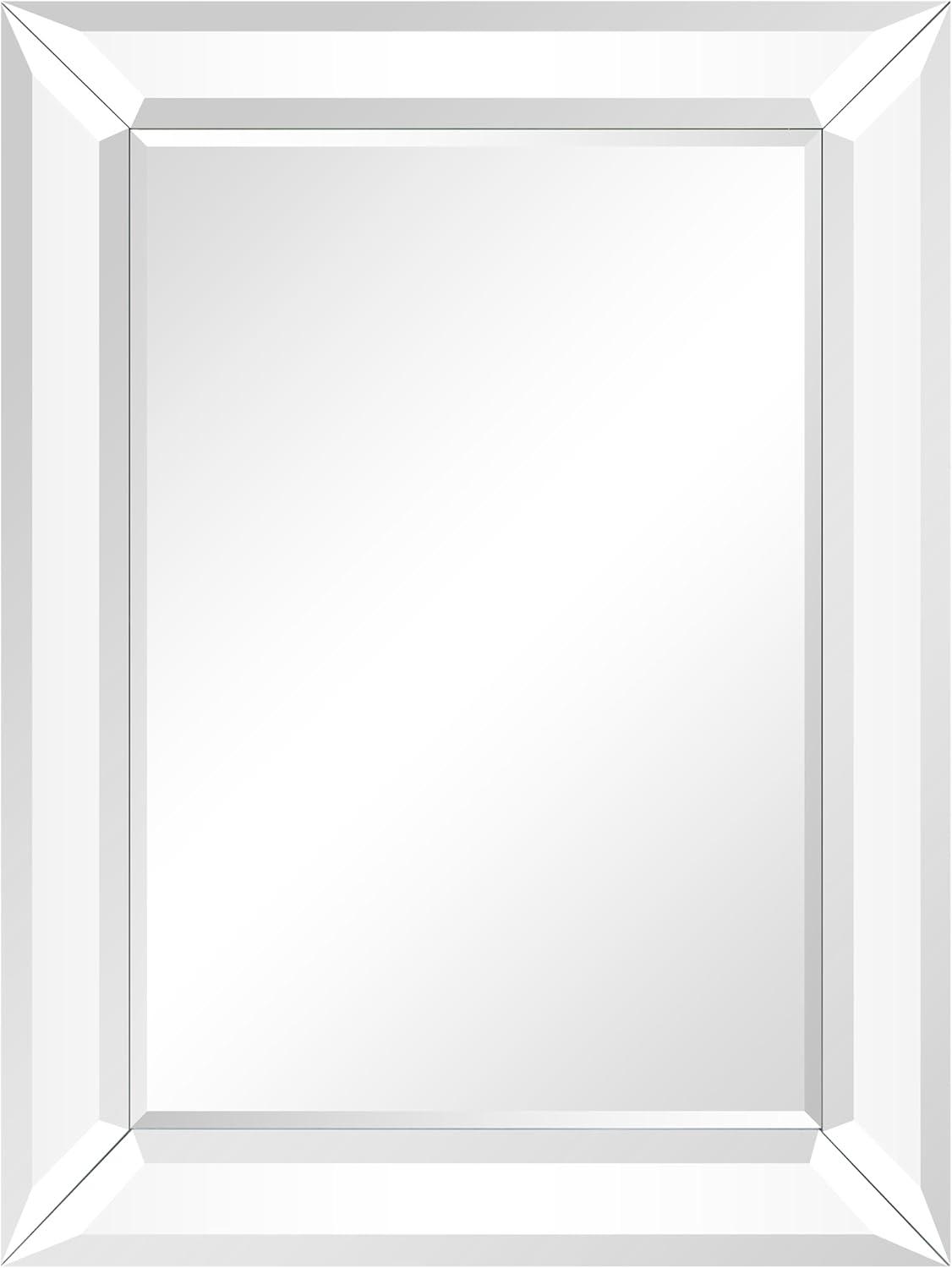 Rectangular Beveled Diamond Silver Framed Wall Mirror 40' x 30'