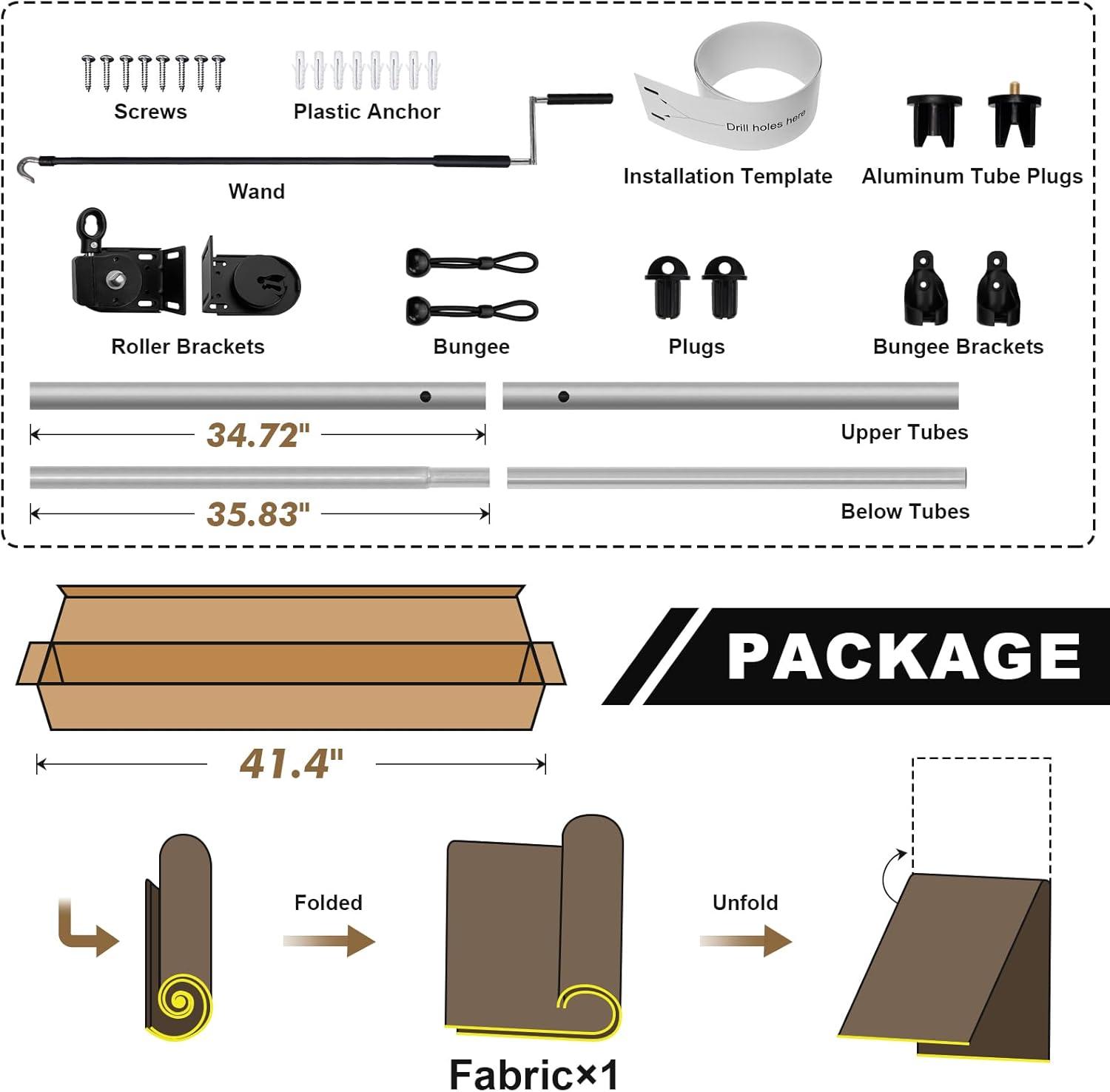 SMONTER Outdoor Sunshade Roller Shade 6'W x 6'H (72" Wx72 H), Exterior Cordless Roll Up Shades Blinds, UV Protection Shade Cloth with Crank Operation for Outside Windows Patio Porch Gazebo, Walnut