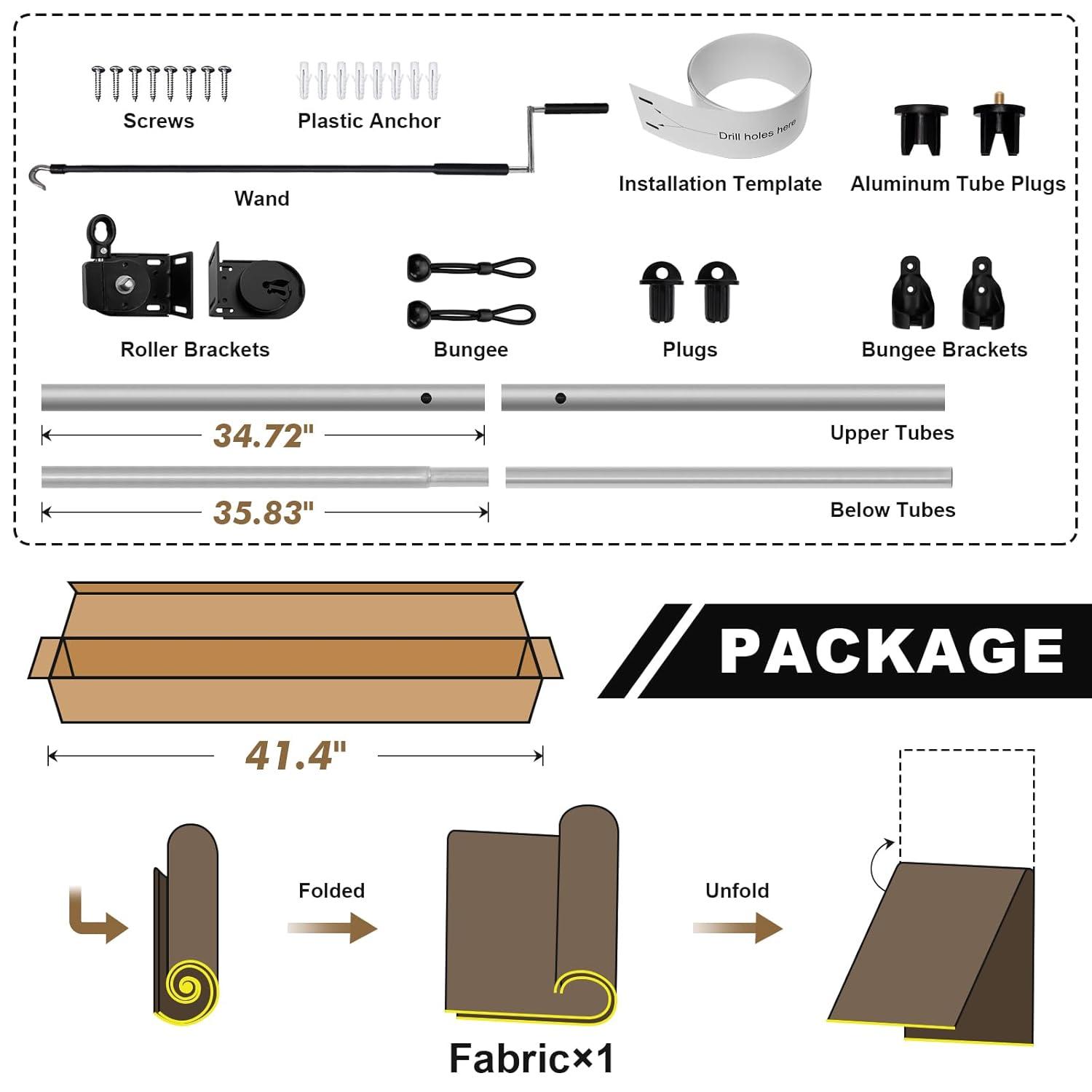SMONTER Outdoor Sunshade Roller Shade 6'W x 6'H (72" Wx72 H), Exterior Cordless Roll Up Shades Blinds, UV Protection Shade Cloth with Crank Operation for Outside Windows Patio Porch Gazebo, Walnut