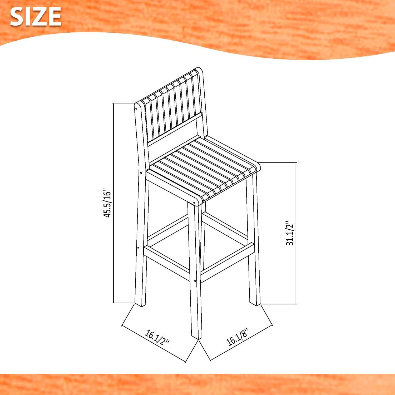 Amazonia Milano 1-Piece Patio Barstool | Eucalyptus Wood | Ideal for Outdoors and Indoors