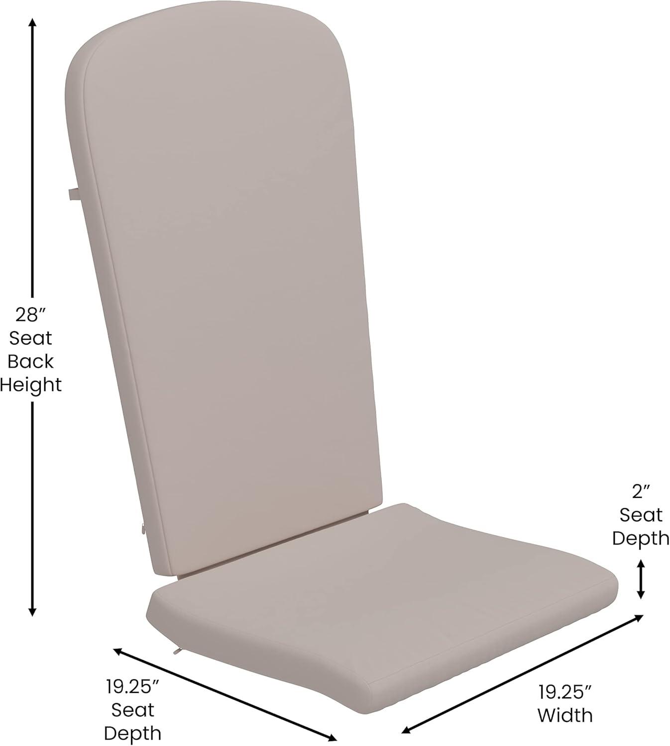 Flash Furniture Charlestown Set of 2 All Weather Indoor/Outdoor High Back Adirondack Chair Cushions, Patio Furniture Replacement Cushions - Cream