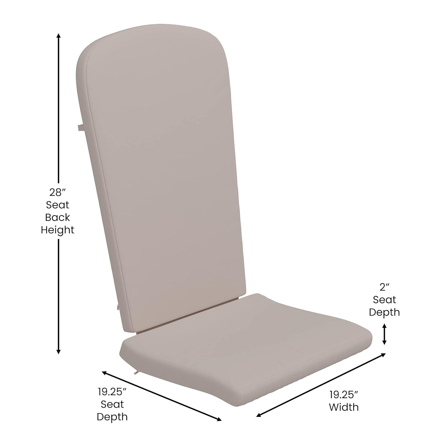 Flash Furniture Charlestown Set of 2 All Weather Indoor/Outdoor High Back Adirondack Chair Cushions, Patio Furniture Replacement Cushions - Cream
