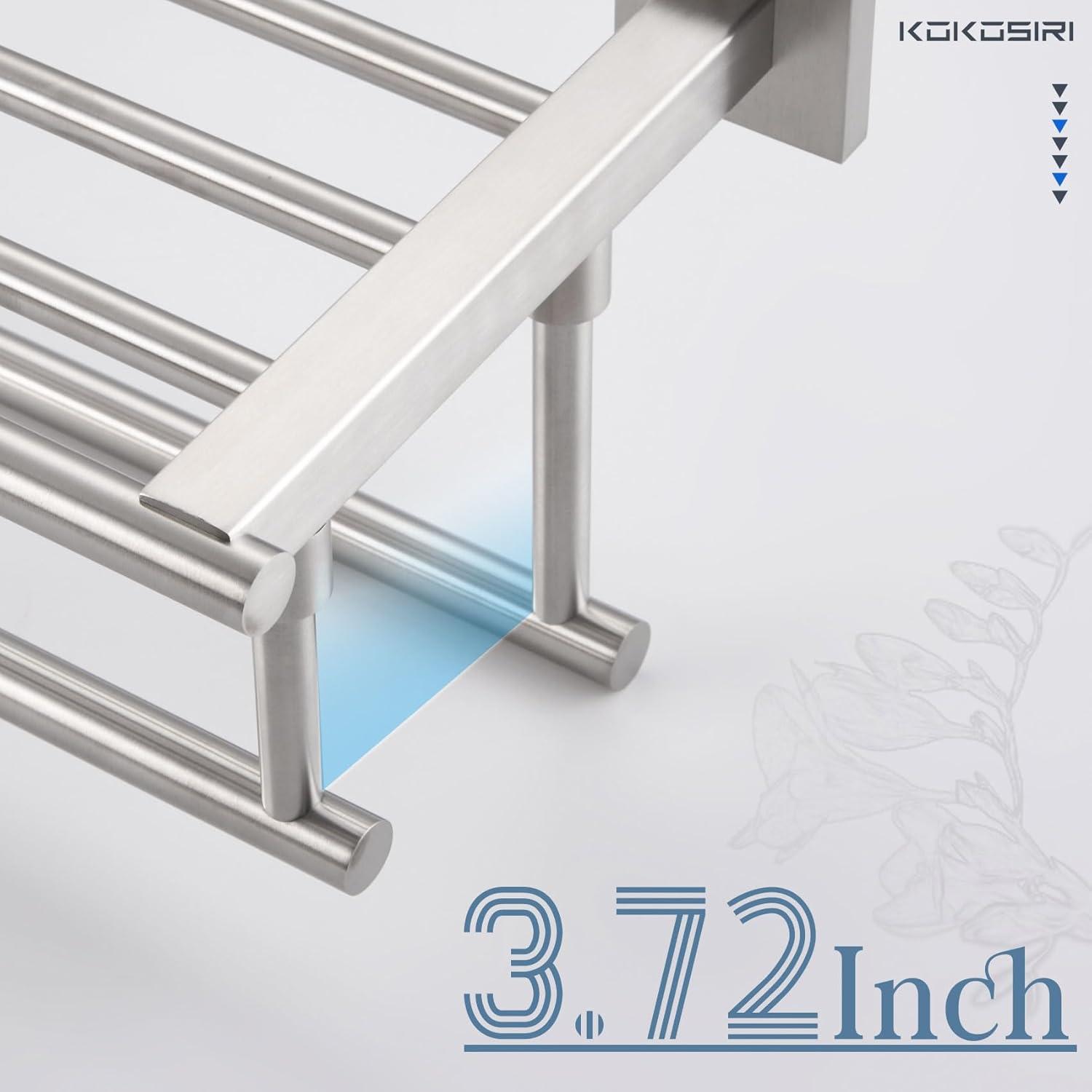 16-Inch Brushed Nickel Double Towel Bar with Shelf