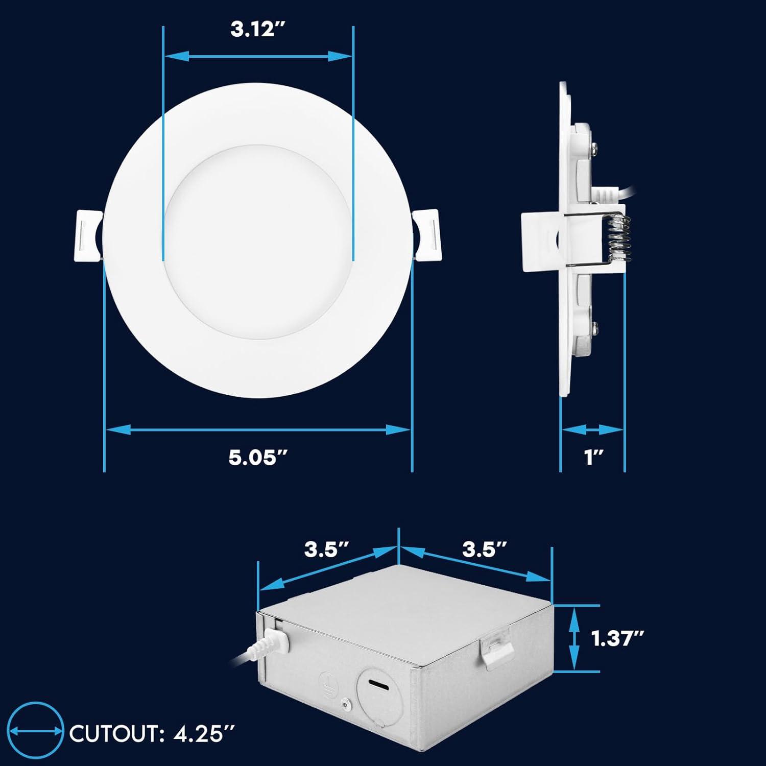 5.05'' Tunable Color Temperature Air-Tight IC Rated LED Canless Recessed Lighting Kit