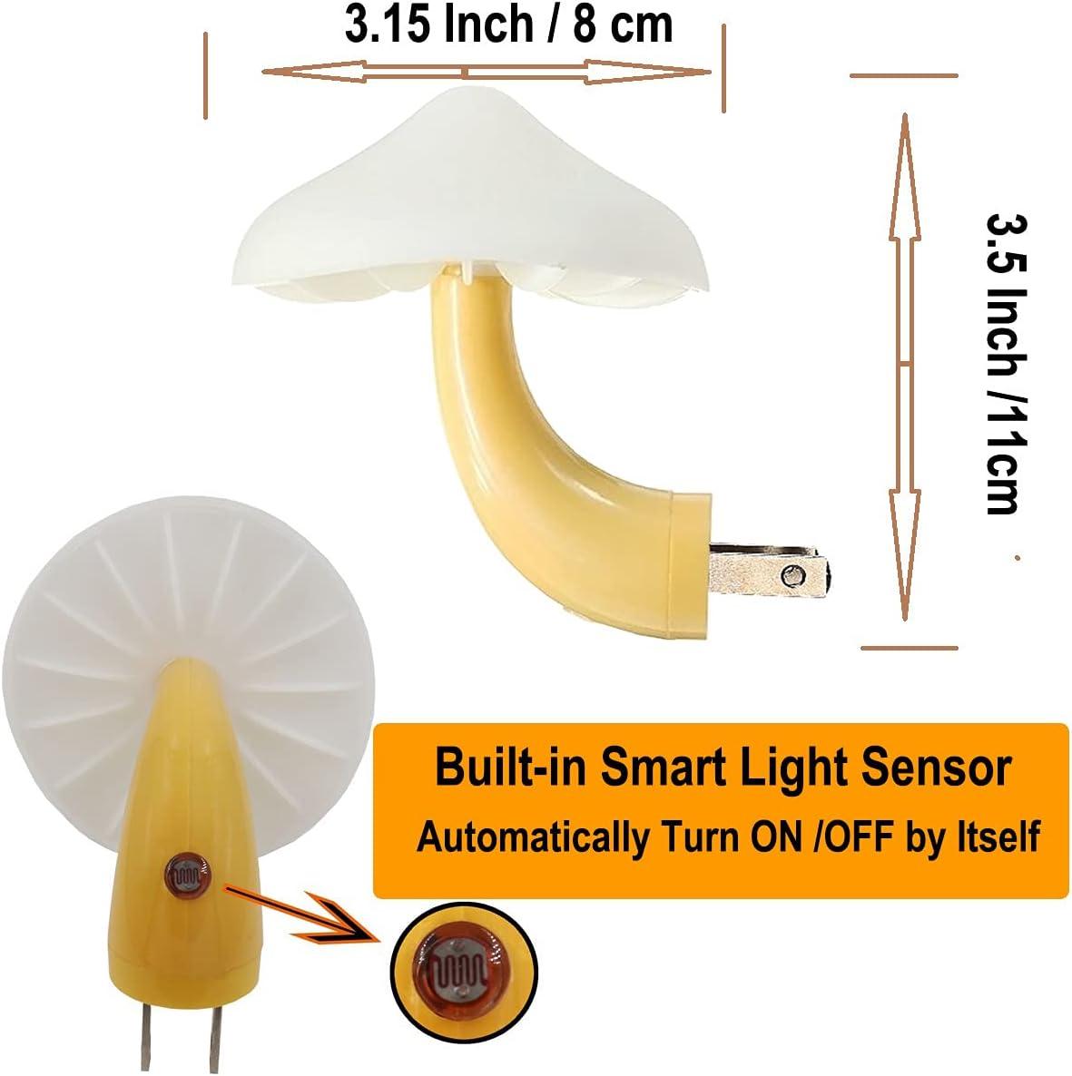 Color-Changing Mushroom LED Night Light with Sensor, 2-Pack