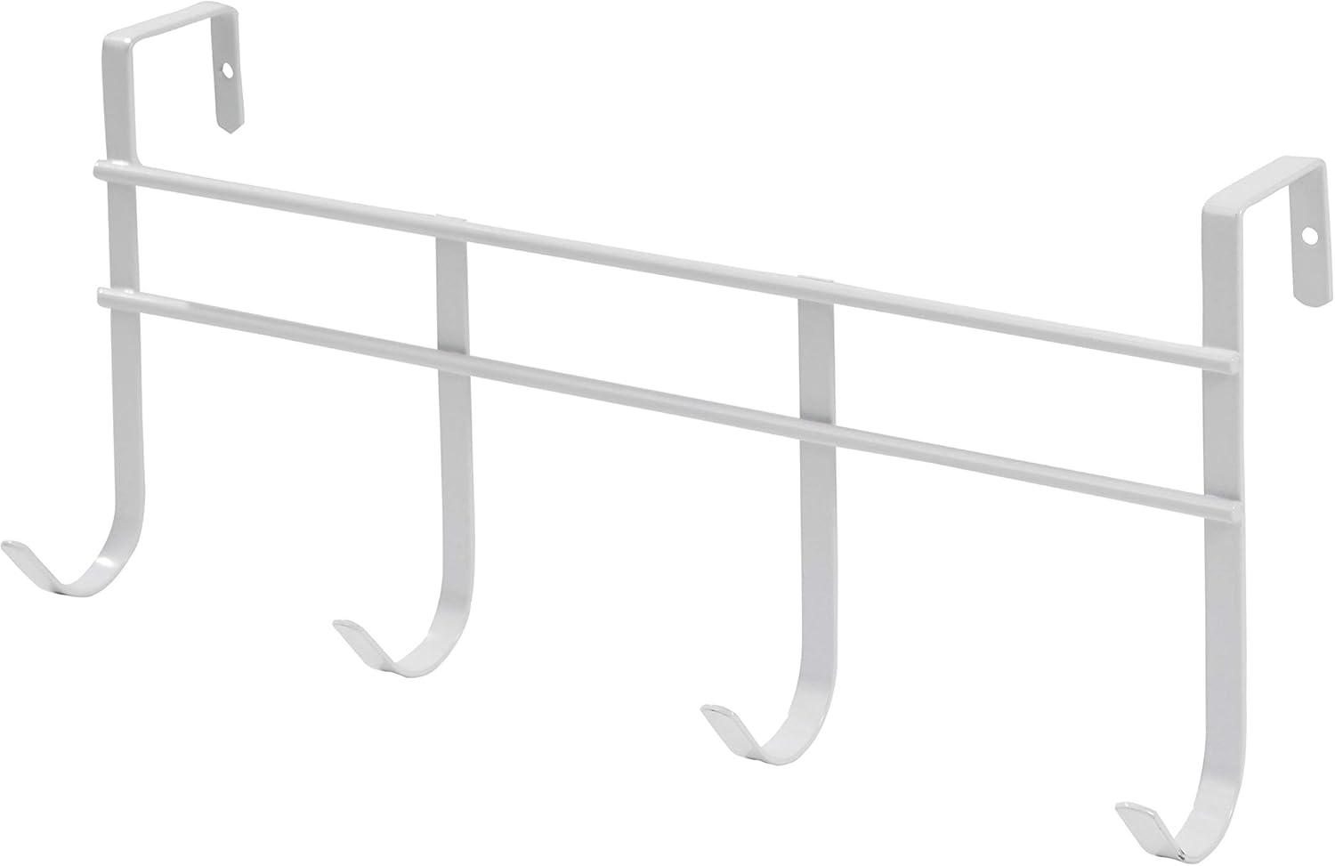 Spectrum 13-3/4 in. L Semi Gloss White Steel Small Over the Door 4-Hook Rack 1 pk