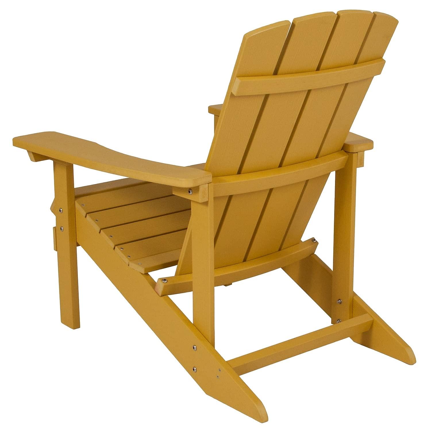 Flash Furniture Charlestown All-Weather Poly Resin Wood Adirondack Chair in Yellow