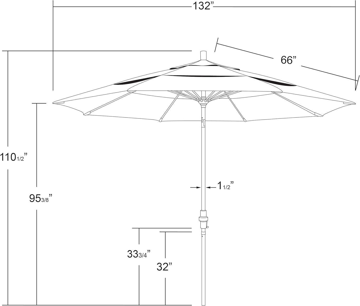 11 ft. Black Aluminum and Fiberglass Market Patio Umbrella