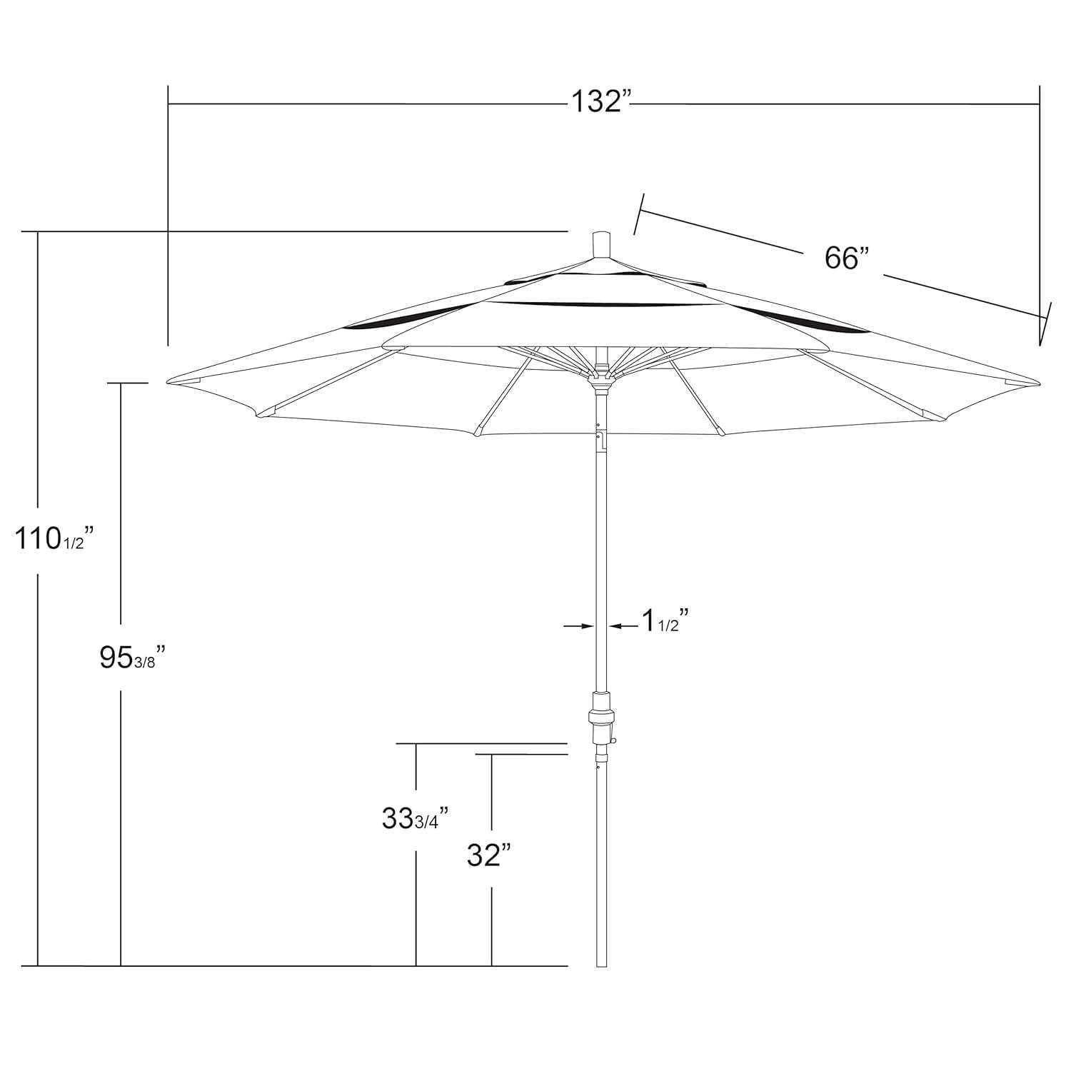 11 ft. Fiberglass Collar Tilt Double Vented Patio Umbrella in Frost Blue Olefin