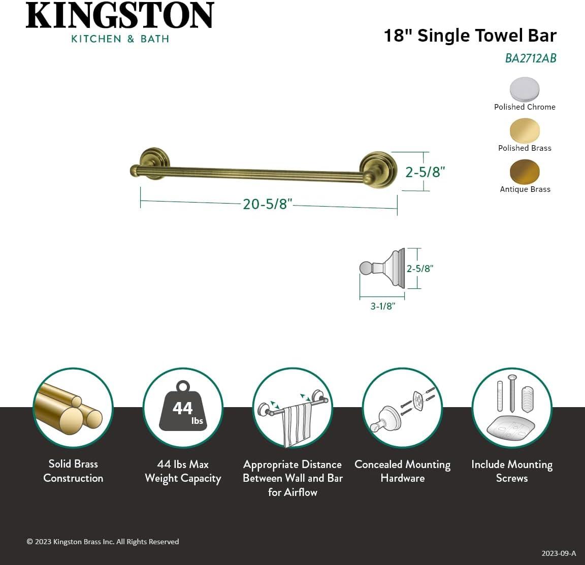 Kingston Brass Milano 18-Inch Towel Bar