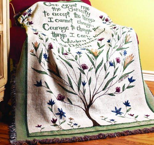 Manual Woodworkers and Weavers  Serenity Prayer Tapestry Throw Blanket Fashionable Jacquard Woven 50 X 60 in.