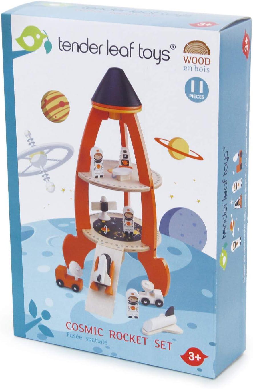 Cosmic Rocket Wooden Playset with Astronauts and Space Shuttles