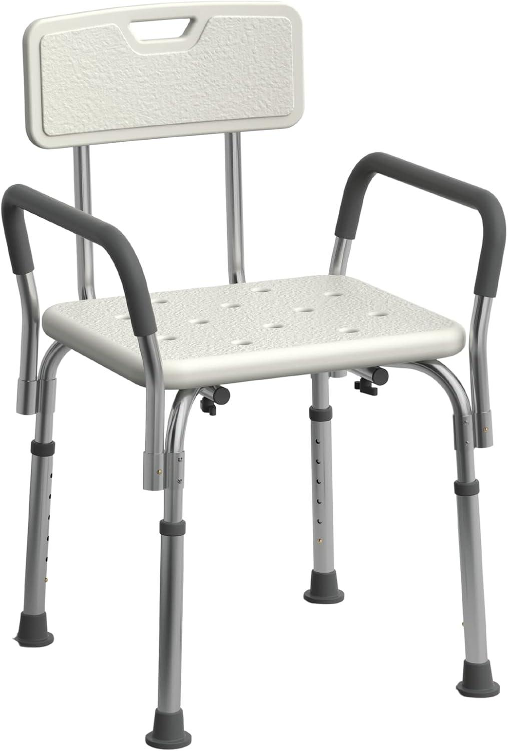 Adjustable Gray Plastic Shower Chair with Aluminum Frame