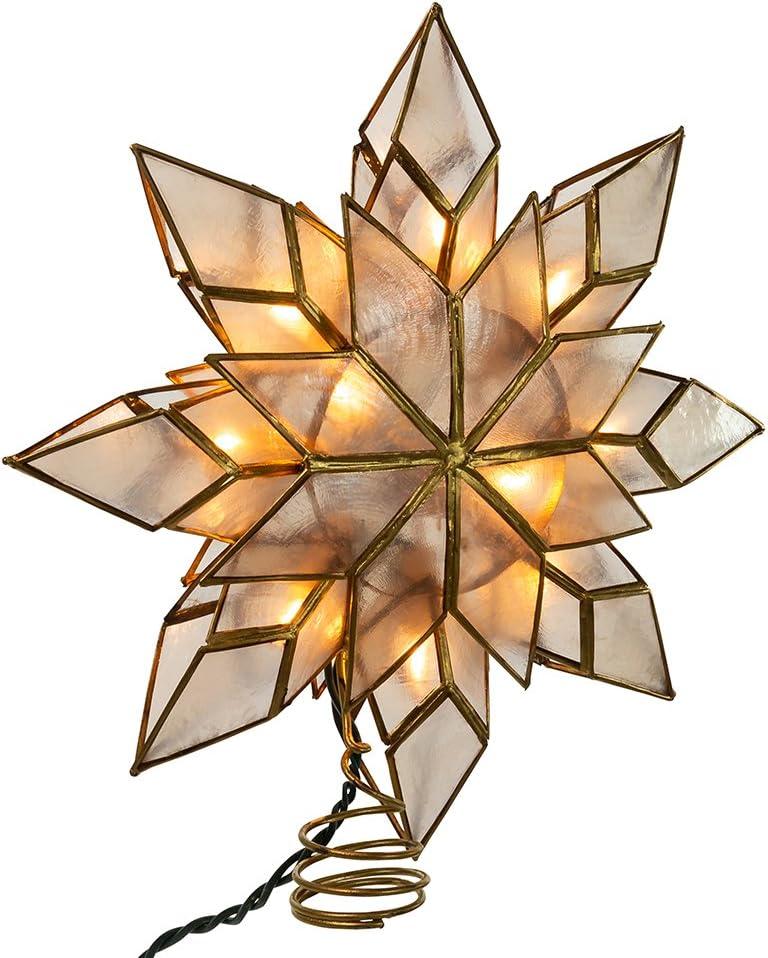 Gold and Iridescent Capiz Star Tree Topper with Lights