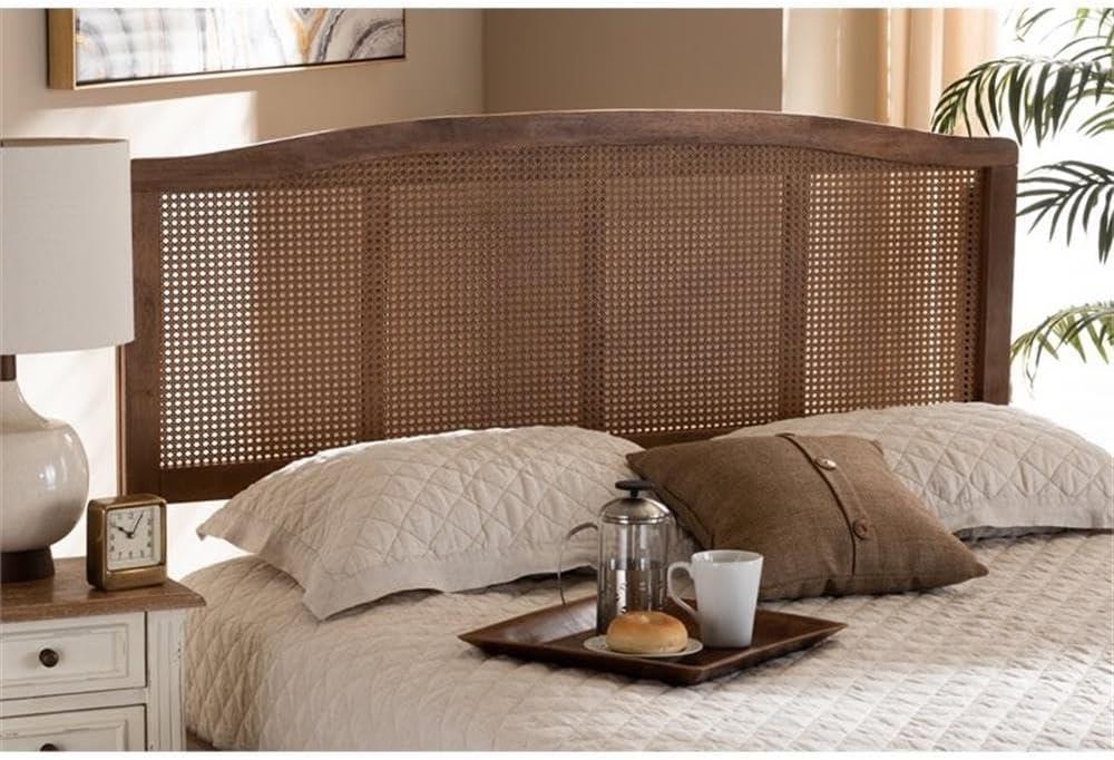 Bayou Breeze Amid a mid-century modern design, Auren's queen size headboard is crafted of wood, synthetic rattan, and ash walnut finished